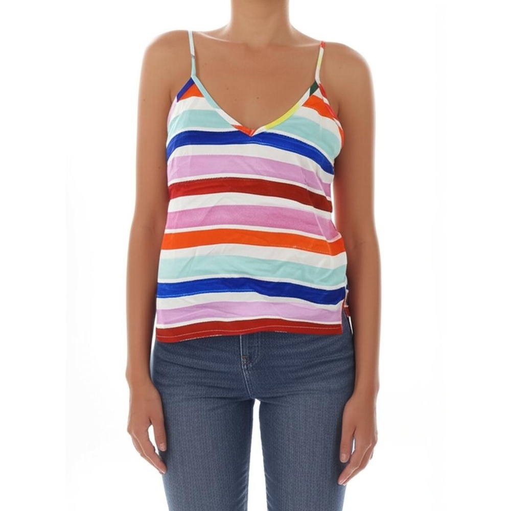Never Fully Dressed Cami Suki Stripe Rainbow Multi Adjustable Straps US 10 New